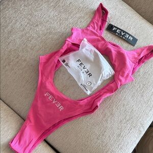 Fever Hot Pink Ribbed Cutout One-Piece Swimsuit